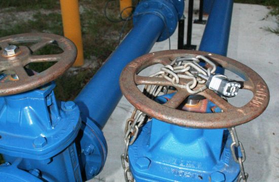 The bypass valve at Strawberry Fields RV Park is now chained and locked after being found open by city staff.