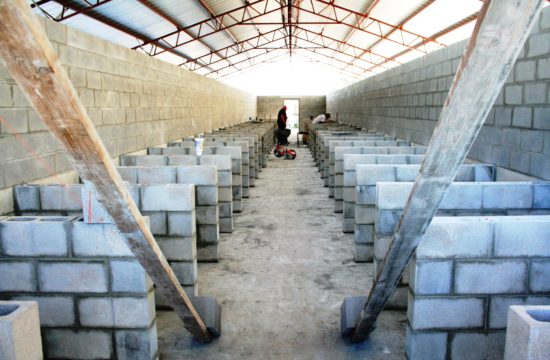 The county's new dog kennel is well on its way to completion. Masonry should be finished Monday. The work crew in the photo consists of Justin Bingaman, Robert Bloom, William MiIler and Dawlton Tilley.