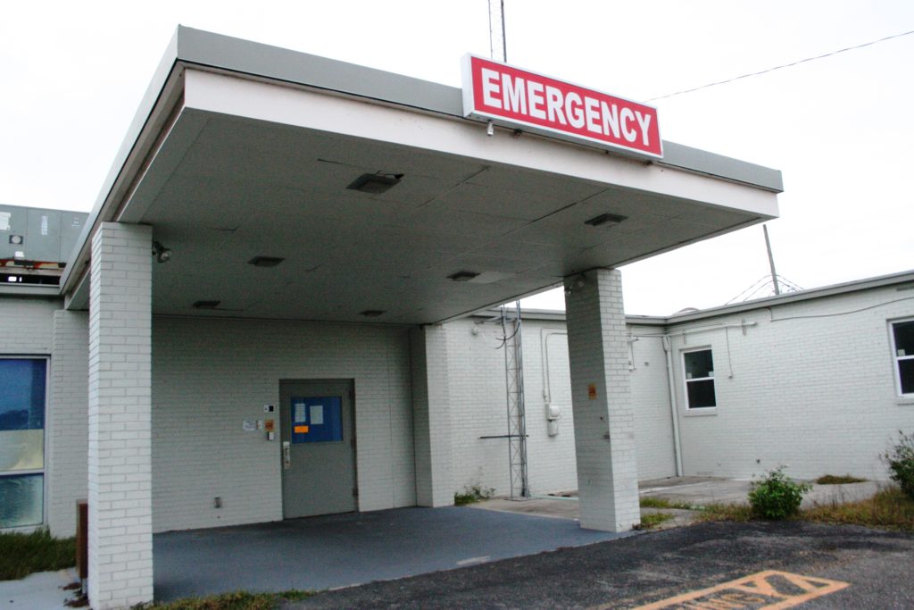 A once busy emergency room stands empty at the back of the former Regional General Hospital.