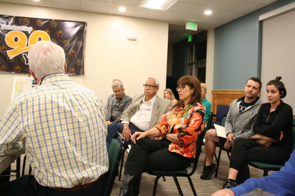 Williston Mayor Jerry Robinson and his wife, City Councilwoman Marguerite Robinson (first row of the audience) participate in the Williston Planning and Zoning Commission discussions.