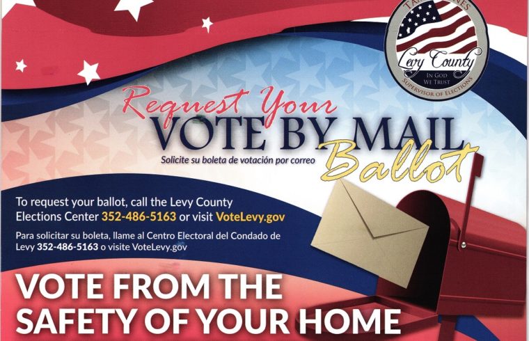 This Vote by Mail postcard was sent to Levy County residents not registered to vote by mail. Voters can still use their voting precinct if they choose, front side.