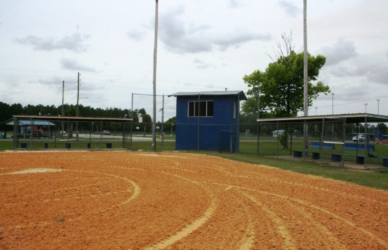 The infield of Field One at James H. Cobb Park has been raked in preparation baseball practices games.