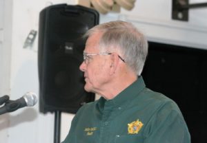 Sheriff Bobby McCallum addresses Levy County Commissioners Tuesday morning concerning a criminal who control of non-emergency phone lines.