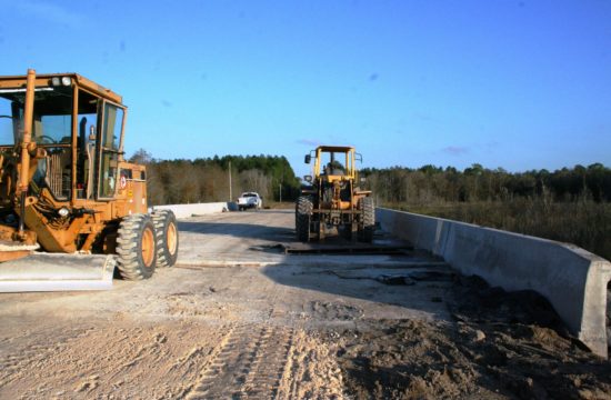 Construction of the County Road 339 replacement bridge has been completed but road work continues.