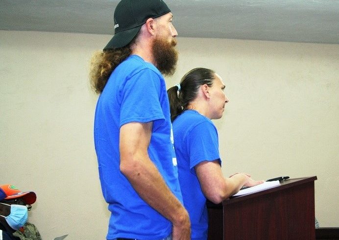 Angela and David Lambe, founders of Bronson Youth Sports, Inc. discuss the program with Bronson Town Council members Monday. The basketball program was among the topics the Lambe's needed assistance with.