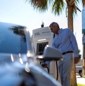 Photo Courtesy of Duke Energy: The person in the photo is Peter King, the Park & Plug program manager for Duke Energy.