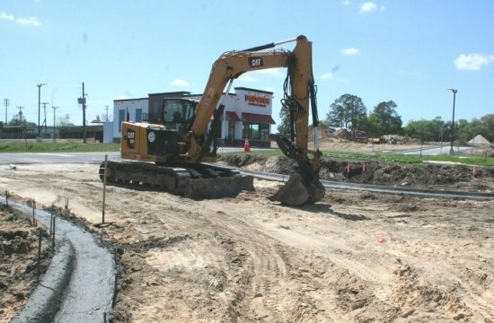 The entrance to Popeye's Restaurant in Williston takes shape on Wednesday, March 17. The developer of the shopping center hopes the restaurant can open Monday