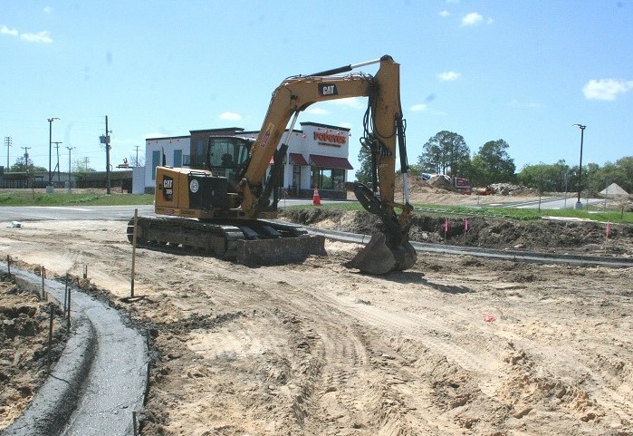 The entrance to Popeye's Restaurant in Williston takes shape on Wednesday, March 17. The developer of the shopping center hopes the restaurant can open Monday