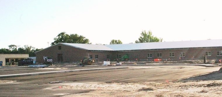 One of the new classroom buildings under construction at Chiefland Middle High School stands about where the Chiefland Watermelon Parade once lined up. The parade route won't be as long this year due to the construction.