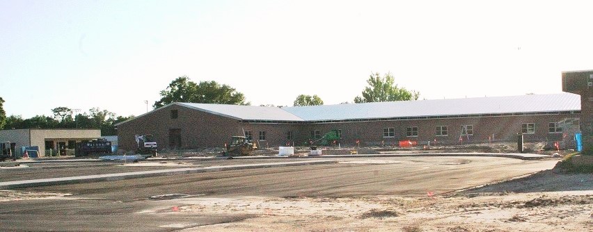 One of the new classroom buildings under construction at Chiefland Middle High School stands about where the Chiefland Watermelon Parade once lined up. The parade route won't be as long this year due to the construction.