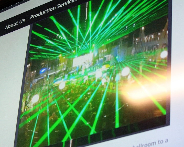 This slide shows a colorful laser display at a LaserNet performance. The slide was shown at the Williston City Council meeting.