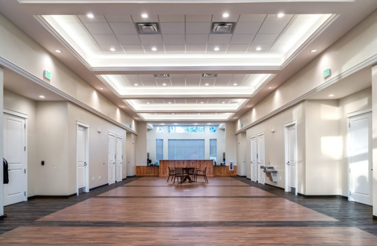 Photo by Oelrich Construction: The lobby of Williston City Hall is massive. The ceiling is tall and the lobby is long and wide, plenty big for social distancing.