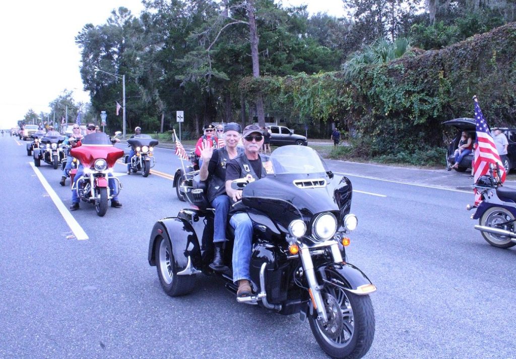 Veterans express their patriotic pride riding motorcycles.