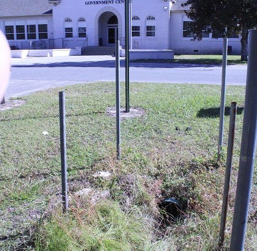 This culvert in front of the Levy County Government Center is at the center of a debate on whether it should be dug up and replaced.