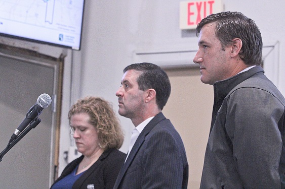 Florida Department of Transportation officials, from right to left, Ryan Asmus, William Burke, and Stephanie Sharp listen as commissioners tell them of their frustration with the agency.