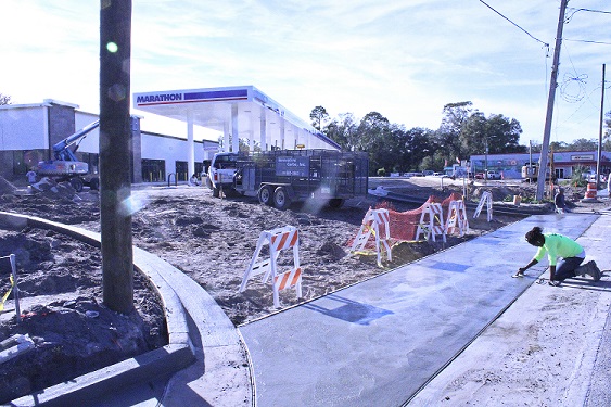 This bank of gas pumps looks out toward the intersection of U.S. 27A and State Road 24.