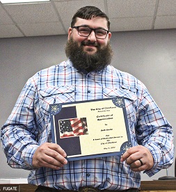 Seth Sache, an accounting specialist for Chiefland, was recognized for five years of service to the city.