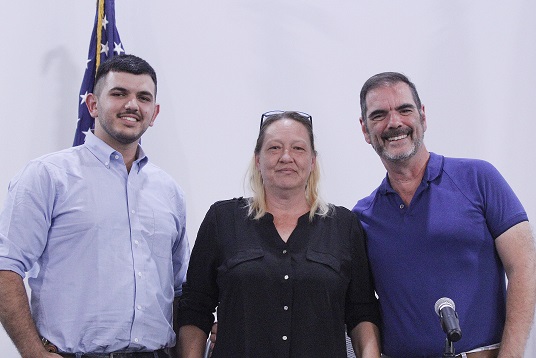 Bronson Town Council candidates Jordan Jabbar, Julie Stalnaker and Mark Kjeseth pose for a group photo following the candidate’s forum.