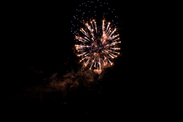 The fireworks display at Horseman's Park was loud, bright, and colorful, much to the satisfaction of the crowd.