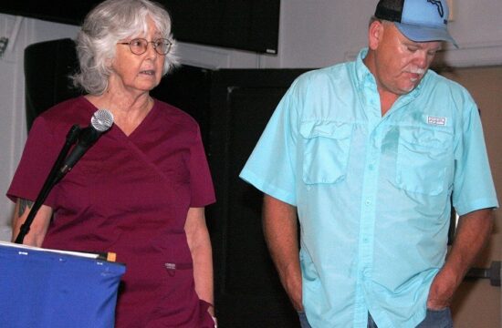 File photo: Darlene Esler and County Animal Services Director David Weatherford answer questions from the public at a workshop.