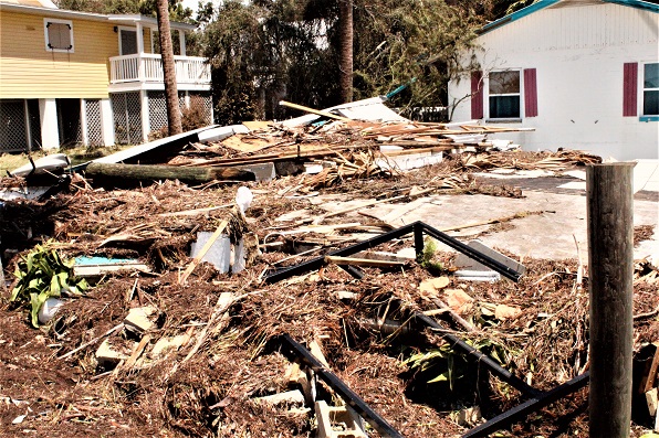 One of the cottages at the front of the Faraway Inn was flattened by the storm surge.